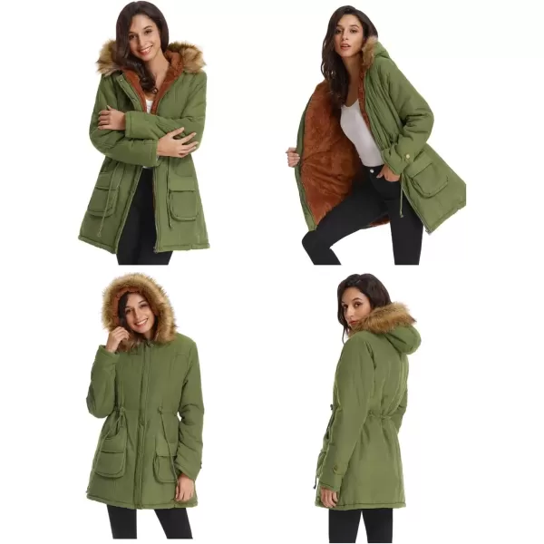 imageGRACE KARIN Womens Winter Coats Fleece Parkas Anoraks Hooded Military Jacket CoatsArmy Green