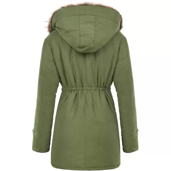 imageGRACE KARIN Womens Winter Coats Fleece Parkas Anoraks Hooded Military Jacket CoatsArmy Green