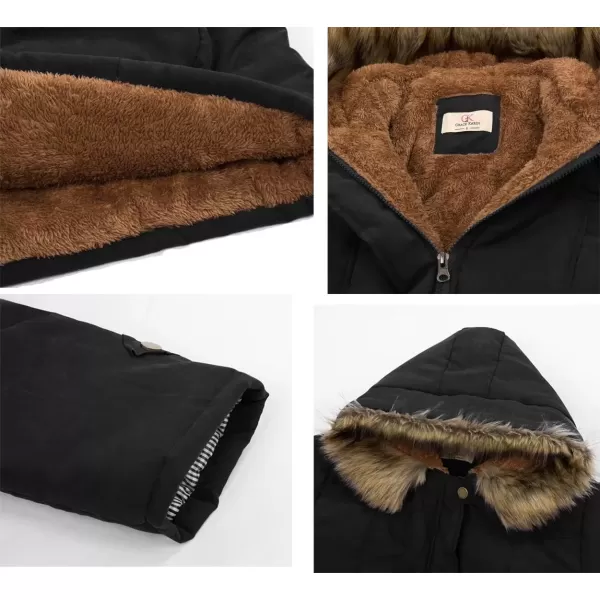 imageGRACE KARIN Womens Winter Coats Fleece Parkas Anoraks Hooded Military Jacket CoatsBlack