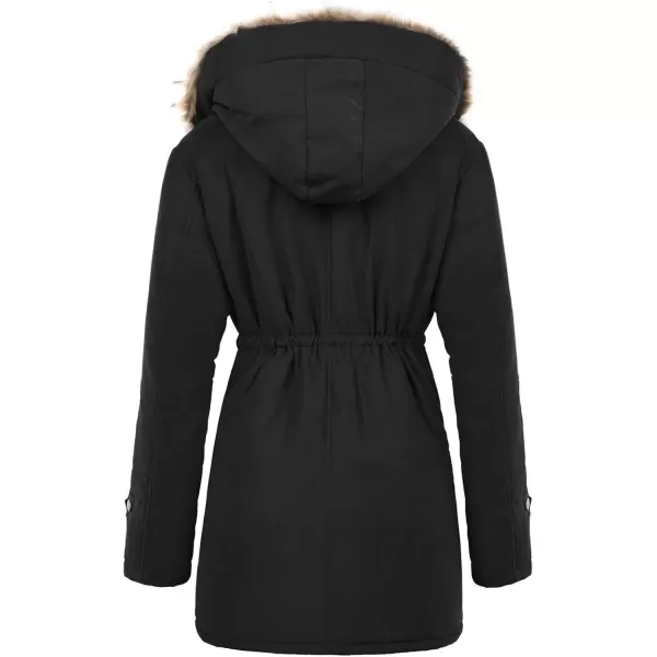 imageGRACE KARIN Womens Winter Coats Fleece Parkas Anoraks Hooded Military Jacket CoatsBlack