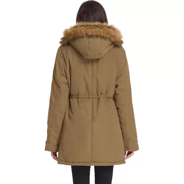 imageGRACE KARIN Womens Winter Coats Fleece Parkas Anoraks Hooded Military Jacket CoatsCamel