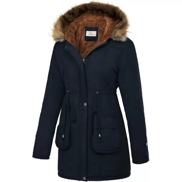 imageGRACE KARIN Womens Winter Coats Fleece Parkas Anoraks Hooded Military Jacket CoatsDark Blue