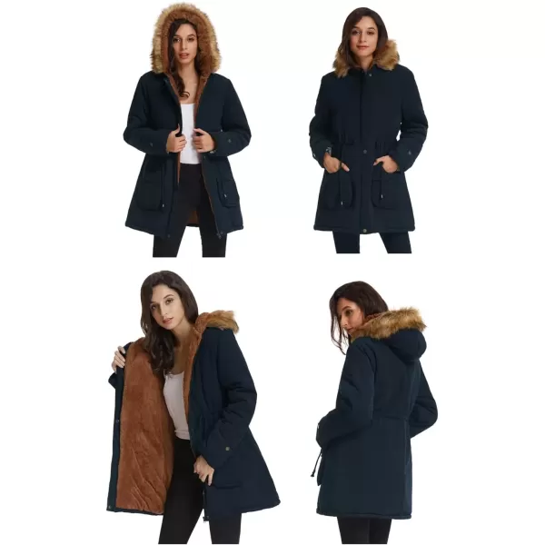 imageGRACE KARIN Womens Winter Coats Fleece Parkas Anoraks Hooded Military Jacket CoatsDark Blue