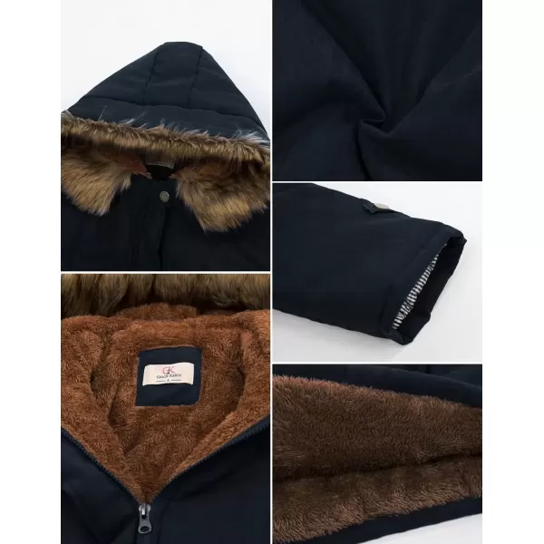 imageGRACE KARIN Womens Winter Coats Fleece Parkas Anoraks Hooded Military Jacket CoatsDark Blue