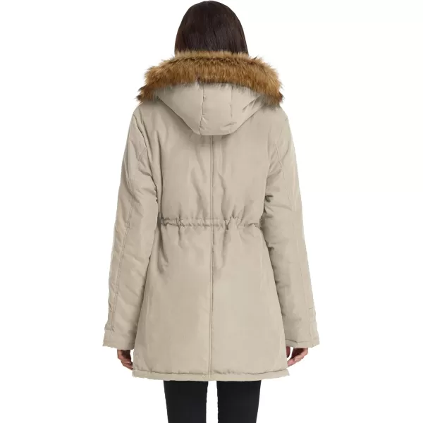 imageGRACE KARIN Womens Winter Coats Fleece Parkas Anoraks Hooded Military Jacket CoatsGray Apricot