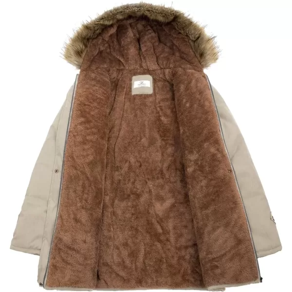 imageGRACE KARIN Womens Winter Coats Fleece Parkas Anoraks Hooded Military Jacket CoatsGray Apricot