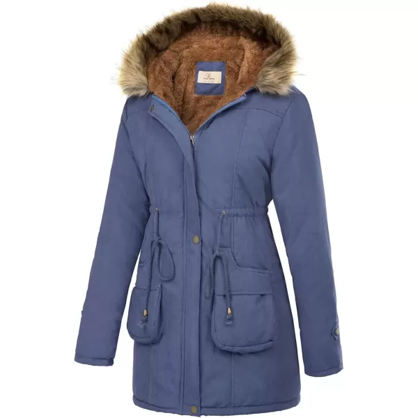 imageGRACE KARIN Womens Winter Coats Fleece Parkas Anoraks Hooded Military Jacket CoatsNavy Blue