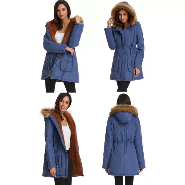 imageGRACE KARIN Womens Winter Coats Fleece Parkas Anoraks Hooded Military Jacket CoatsNavy Blue