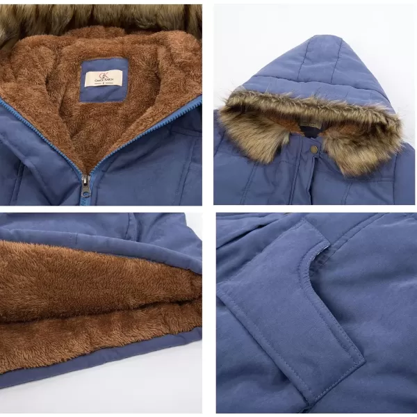 imageGRACE KARIN Womens Winter Coats Fleece Parkas Anoraks Hooded Military Jacket CoatsNavy Blue