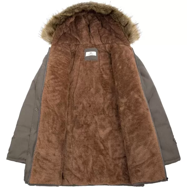 imageGRACE KARIN Womens Winter Coats Fleece Parkas Anoraks Hooded Military Jacket CoatsNutmeg
