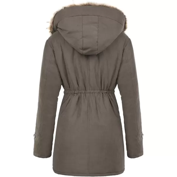 imageGRACE KARIN Womens Winter Coats Fleece Parkas Anoraks Hooded Military Jacket CoatsNutmeg