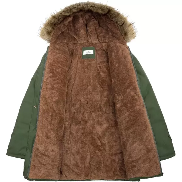 imageGRACE KARIN Womens Winter Coats Fleece Parkas Anoraks Hooded Military Jacket CoatsOlive Green