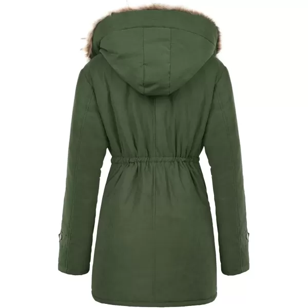 imageGRACE KARIN Womens Winter Coats Fleece Parkas Anoraks Hooded Military Jacket CoatsOlive Green