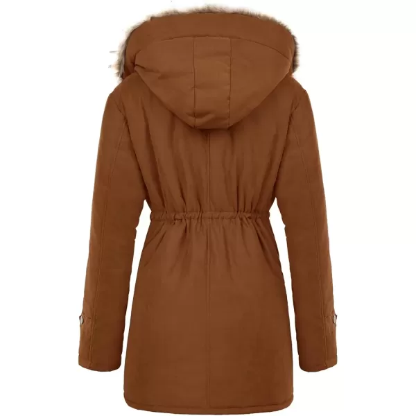 imageGRACE KARIN Womens Winter Coats Fleece Parkas Anoraks Hooded Military Jacket CoatsReddish Brown