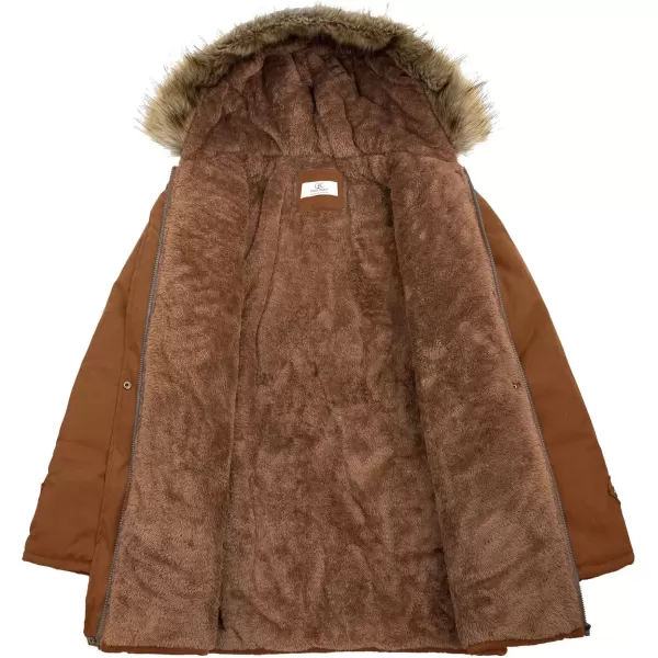 imageGRACE KARIN Womens Winter Coats Fleece Parkas Anoraks Hooded Military Jacket CoatsReddish Brown