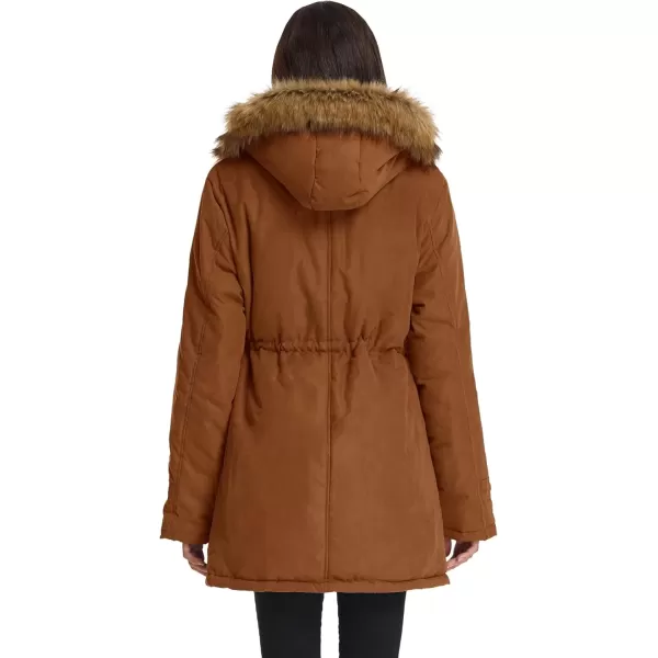 imageGRACE KARIN Womens Winter Coats Fleece Parkas Anoraks Hooded Military Jacket CoatsReddish Brown