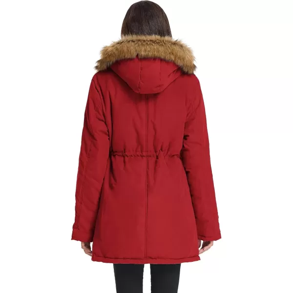 imageGRACE KARIN Womens Winter Coats Fleece Parkas Anoraks Hooded Military Jacket CoatsStrong Red
