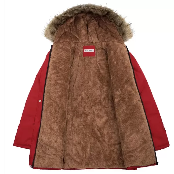 imageGRACE KARIN Womens Winter Coats Fleece Parkas Anoraks Hooded Military Jacket CoatsStrong Red