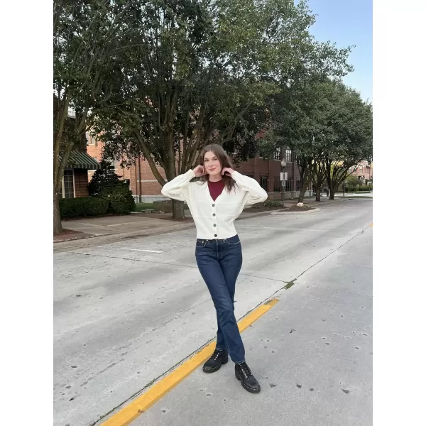 imageGRACE KARIN Cardigan Sweaters for Women Open Front 2024 Fall Sequin Long Lantern Sleeve Oversized Cropped Chunky OutwearIvory