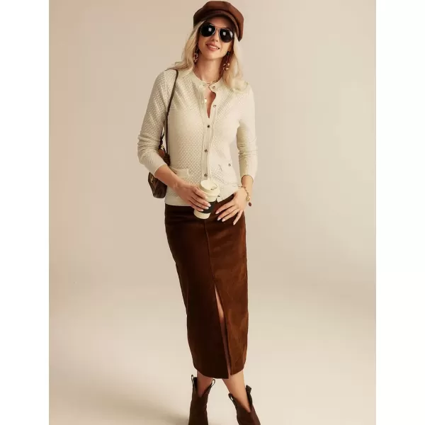 imageGRACE KARIN Womens 2024 Cardigan Sweaters Dressy Long Sleeve Button Down Sweater Jacket Open Front Sweater with PocketsApricot