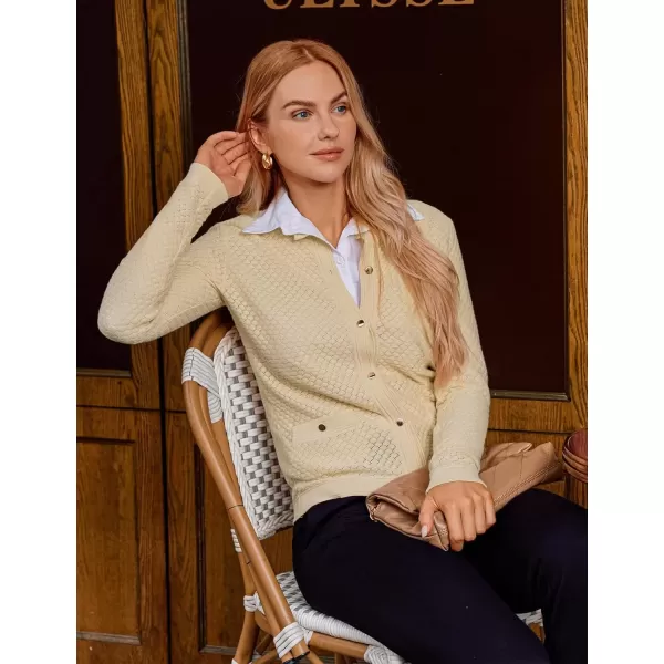 imageGRACE KARIN Womens 2024 Cardigan Sweaters Dressy Long Sleeve Button Down Sweater Jacket Open Front Sweater with PocketsApricot