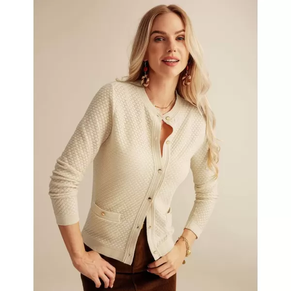 imageGRACE KARIN Womens 2024 Cardigan Sweaters Dressy Long Sleeve Button Down Sweater Jacket Open Front Sweater with PocketsApricot