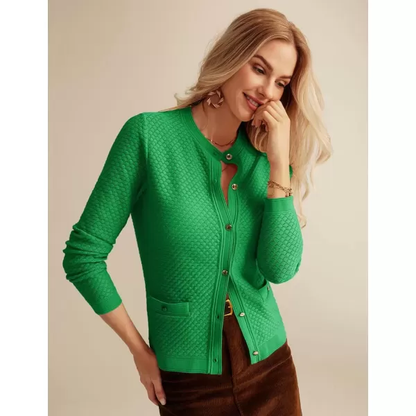 imageGRACE KARIN Womens 2024 Cardigan Sweaters Dressy Long Sleeve Button Down Sweater Jacket Open Front Sweater with PocketsGreen