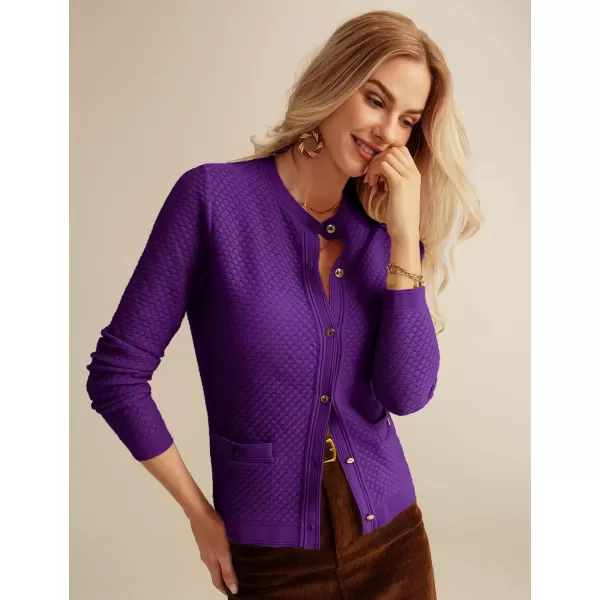 imageGRACE KARIN Womens 2024 Cardigan Sweaters Dressy Long Sleeve Button Down Sweater Jacket Open Front Sweater with PocketsPurple