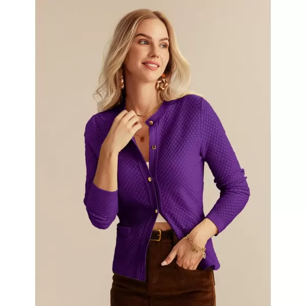 imageGRACE KARIN Womens 2024 Cardigan Sweaters Dressy Long Sleeve Button Down Sweater Jacket Open Front Sweater with PocketsPurple