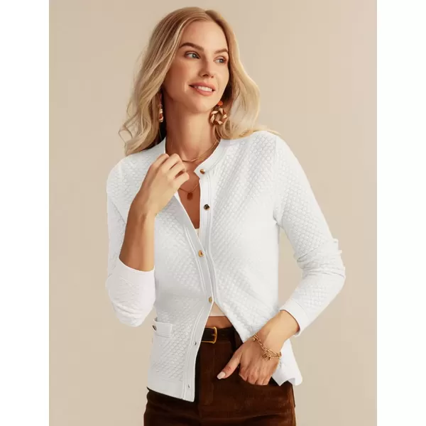 imageGRACE KARIN Womens 2024 Cardigan Sweaters Dressy Long Sleeve Button Down Sweater Jacket Open Front Sweater with PocketsWhite