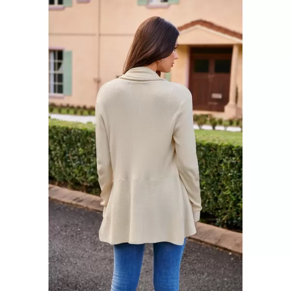 imageGRACE KARIN Womens 2024 Draped Irregular Hem Open Front Long Cardigan Casual Long Sleeve Soft Knitted SweaterApricot