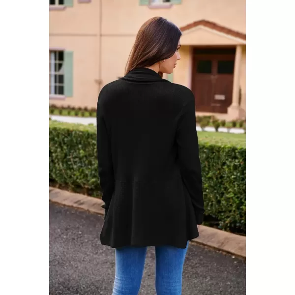 imageGRACE KARIN Womens 2024 Draped Irregular Hem Open Front Long Cardigan Casual Long Sleeve Soft Knitted SweaterBlack