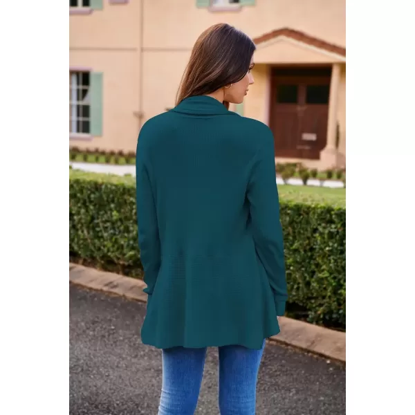 imageGRACE KARIN Womens 2024 Draped Irregular Hem Open Front Long Cardigan Casual Long Sleeve Soft Knitted SweaterBlue Green