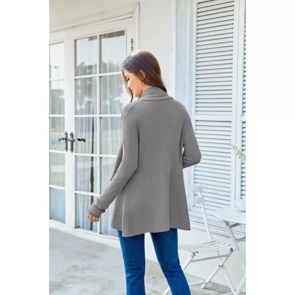 imageGRACE KARIN Womens 2024 Draped Irregular Hem Open Front Long Cardigan Casual Long Sleeve Soft Knitted SweaterLight Grey