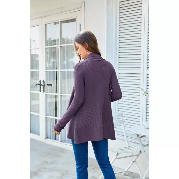 imageGRACE KARIN Womens 2024 Draped Irregular Hem Open Front Long Cardigan Casual Long Sleeve Soft Knitted SweaterPurple