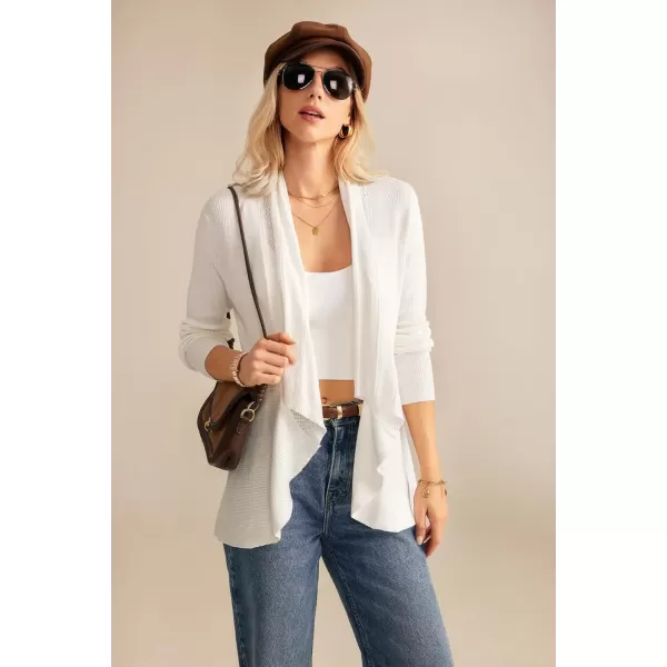 imageGRACE KARIN Womens 2024 Draped Irregular Hem Open Front Long Cardigan Casual Long Sleeve Soft Knitted SweaterWhite