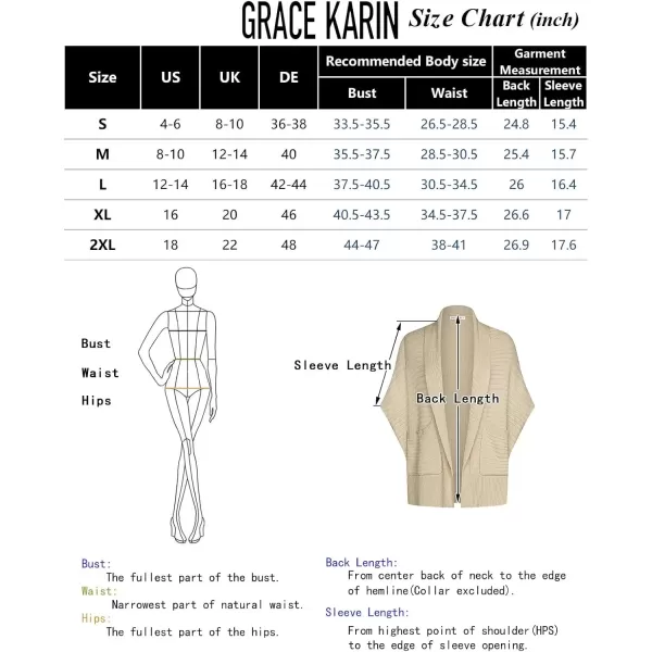 imageGRACE KARIN Womens 2024 Fall Batwing Sleeve Open Front Cardigan Draped Knitted Shrug Sweater with PocketDark Wine