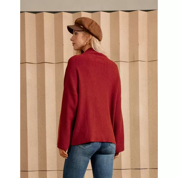 imageGRACE KARIN Womens 2024 Oversized Turtleneck Pullover Sweaters Casual Long Sleeve Knitted Loose Slouchy Jumper TopsWine Red