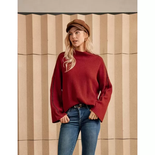 imageGRACE KARIN Womens 2024 Oversized Turtleneck Pullover Sweaters Casual Long Sleeve Knitted Loose Slouchy Jumper TopsWine Red