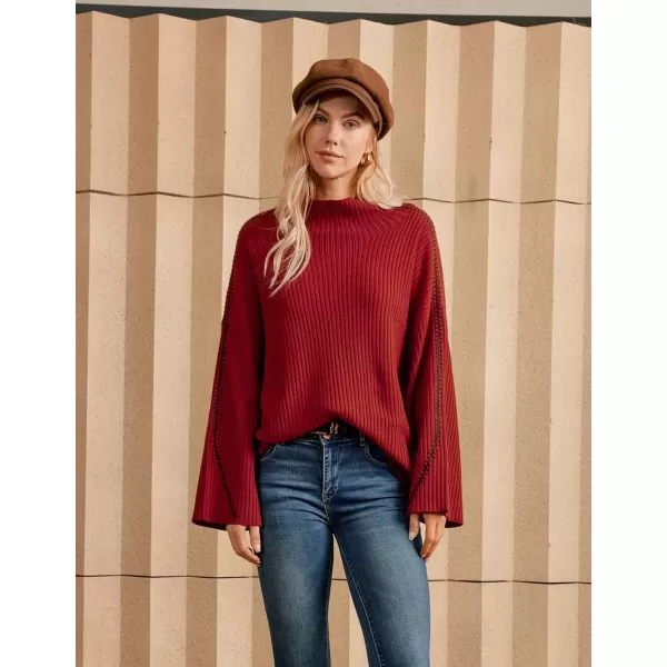 imageGRACE KARIN Womens 2024 Oversized Turtleneck Pullover Sweaters Casual Long Sleeve Knitted Loose Slouchy Jumper TopsWine Red