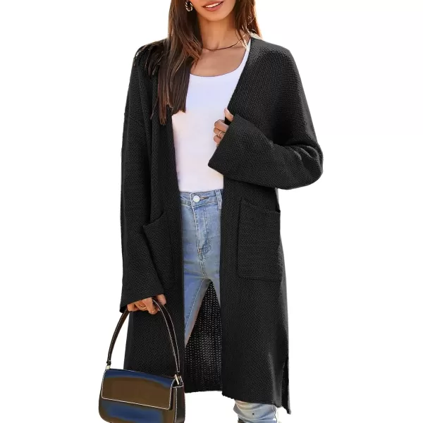 imageGRACE KARIN Womens 2024 Fall Fashion Long Cardigan Sweaters Long Sleeve Open Front knit Sweater Coats with PocketsBlack