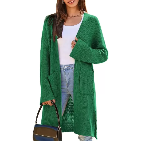 imageGRACE KARIN Womens 2024 Fall Fashion Long Cardigan Sweaters Long Sleeve Open Front knit Sweater Coats with PocketsGreen