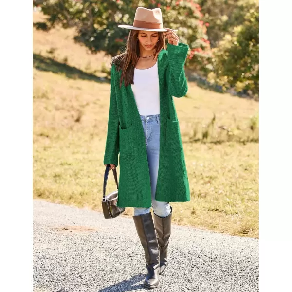 imageGRACE KARIN Womens 2024 Fall Fashion Long Cardigan Sweaters Long Sleeve Open Front knit Sweater Coats with PocketsGreen