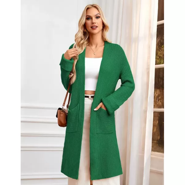 imageGRACE KARIN Womens 2024 Fall Fashion Long Cardigan Sweaters Long Sleeve Open Front knit Sweater Coats with PocketsGreen