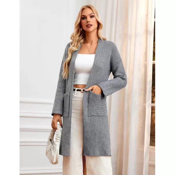 imageGRACE KARIN Womens 2024 Fall Fashion Long Cardigan Sweaters Long Sleeve Open Front knit Sweater Coats with PocketsHeather Gray