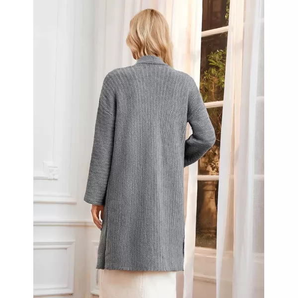 imageGRACE KARIN Womens 2024 Fall Fashion Long Cardigan Sweaters Long Sleeve Open Front knit Sweater Coats with PocketsHeather Gray