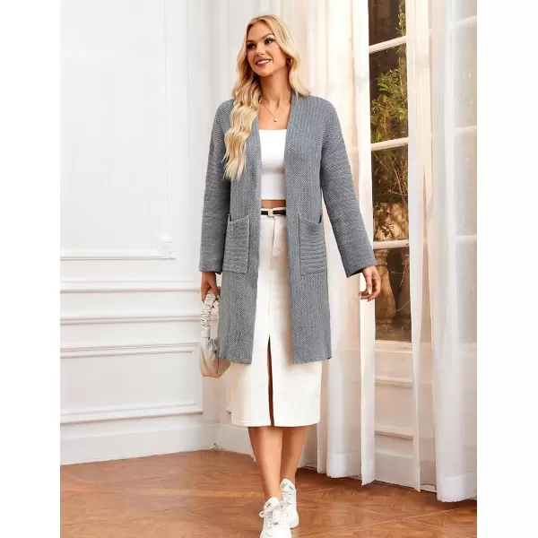 imageGRACE KARIN Womens 2024 Fall Fashion Long Cardigan Sweaters Long Sleeve Open Front knit Sweater Coats with PocketsHeather Gray