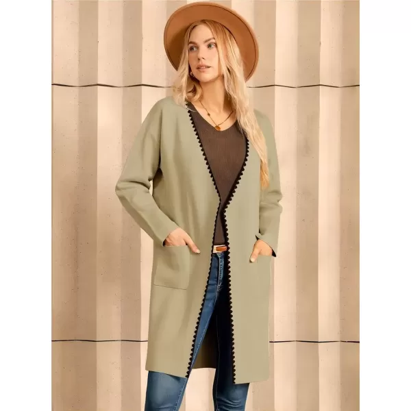 imageGRACE KARIN Womens 2024 Long Cardigan Sweater Lightweight Knit Blazer Jacket Long Sleeve Coatigan with PocketsKhaki