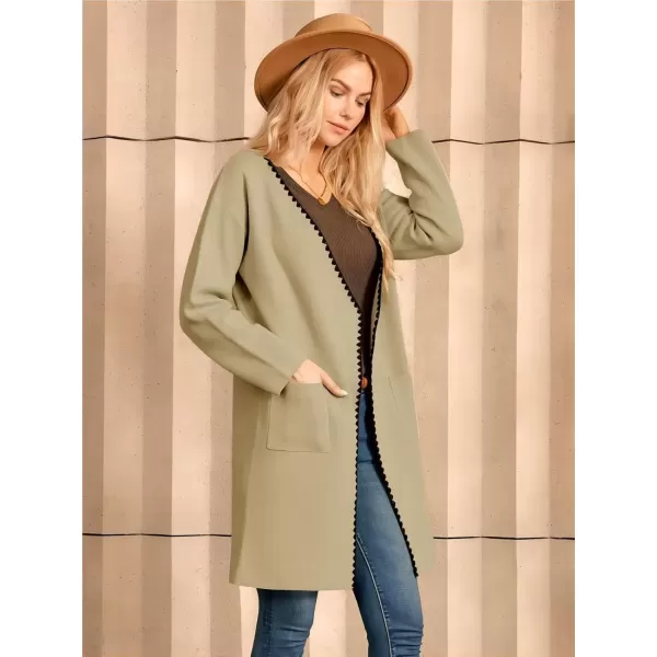 imageGRACE KARIN Womens 2024 Long Cardigan Sweater Lightweight Knit Blazer Jacket Long Sleeve Coatigan with PocketsKhaki