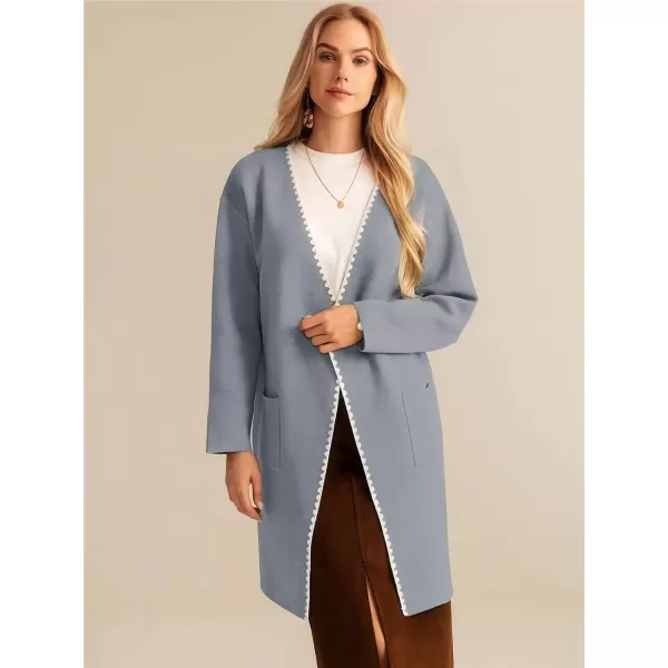 imageGRACE KARIN Womens 2024 Long Cardigan Sweater Lightweight Knit Blazer Jacket Long Sleeve Coatigan with PocketsLight Grey